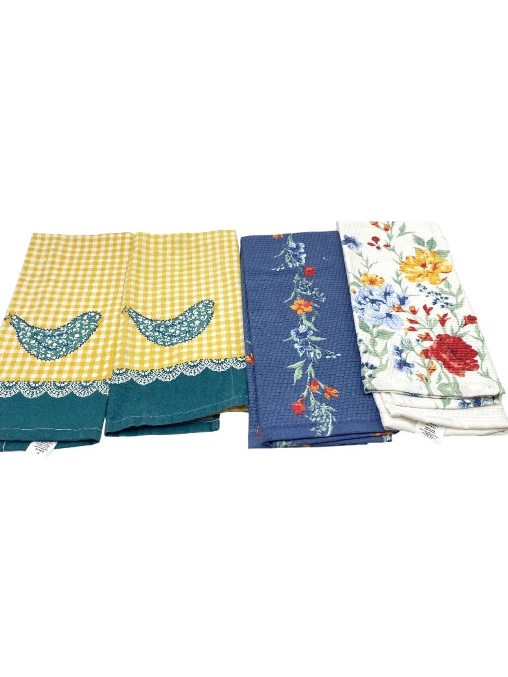 The Pioneer Woman Kitchen Towel Lot Of 4 Floral Gingham Bird Prints Cotton